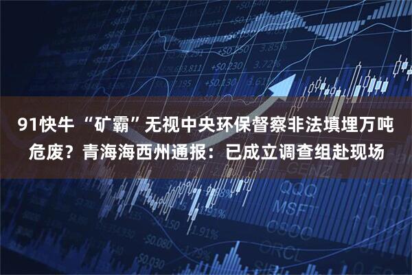 91快牛 “矿霸”无视中央环保督察非法填埋万吨危废？青海海西州通报：已成立调查组赴现场